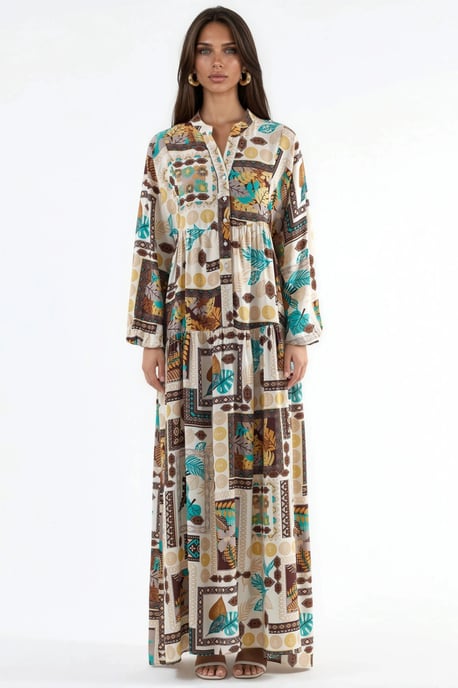 V-hals Patroon Maxi Jurk - Image 5