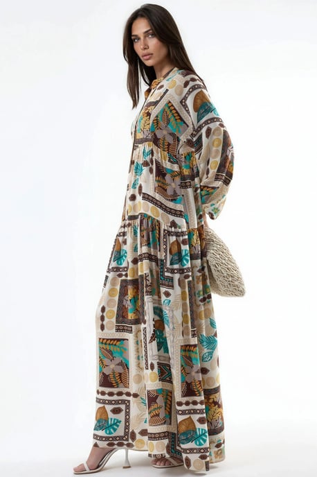 V-hals Patroon Maxi Jurk - Image 6
