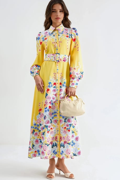 Floral Maxi Jurk met Knopen Sluiting - Image 1