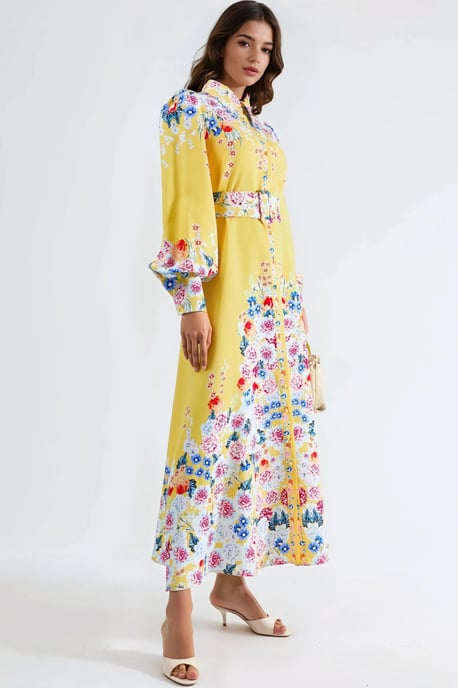 Floral Maxi Jurk met Knopen Sluiting - Image 2