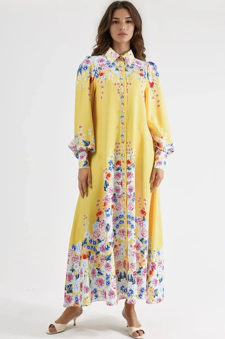 Floral Maxi Jurk met Knopen Sluiting - Image 5