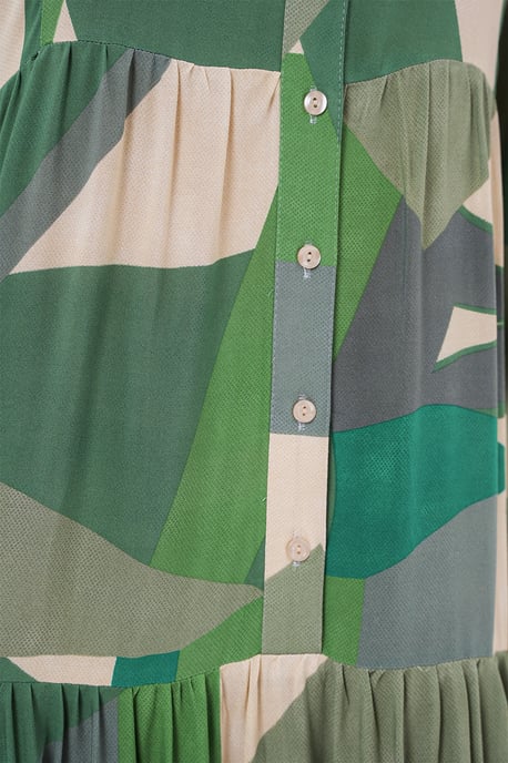 Geprinte V-hals Maxi-jurk met knoopsluiting - Image 4