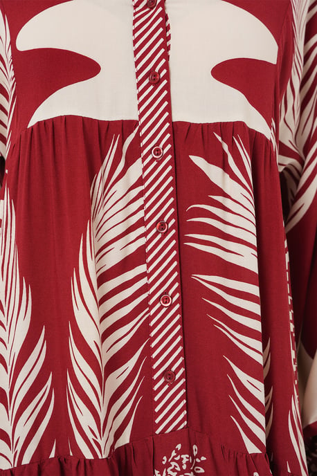 Gepatternede V-hals Maxi-jurk met Knopsluiting - Image 6