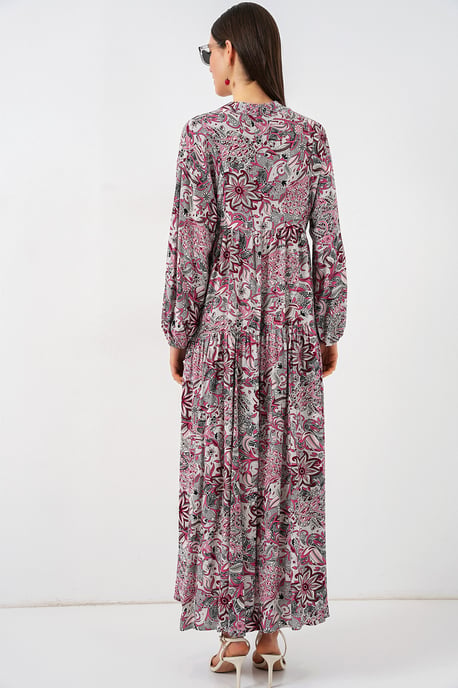 Patterned V-Neck Maxi Dress - Image 6