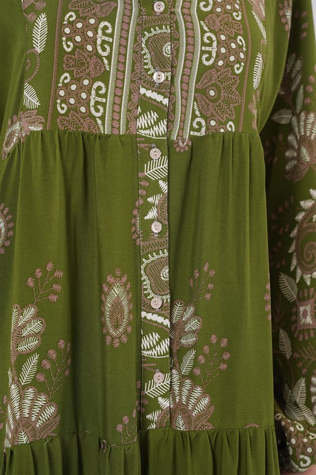 Geprinte V-hals Maxi-jurk met knoopsluiting - Image 5