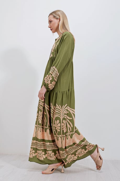 Geprinte V-hals Maxi Jurk - Image 3