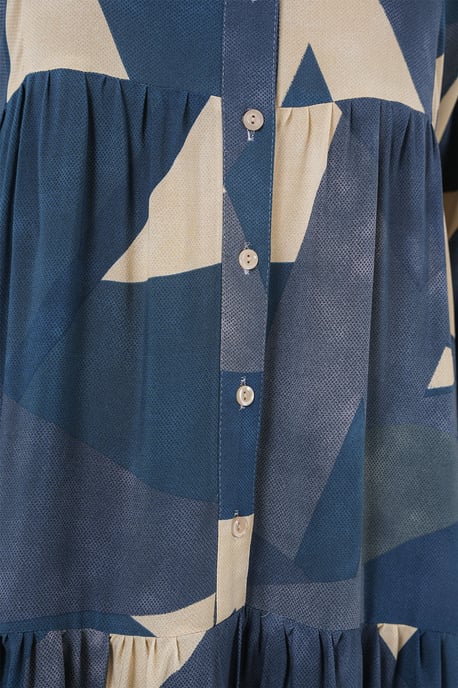 Geprinte V-hals Maxi-jurk met knoopsluiting - Image 4