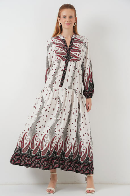 Patroon V-hals Maxi Jurk - Image 4