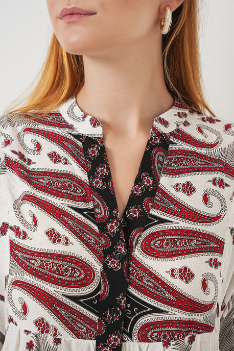 Patroon V-hals Maxi Jurk - Image 5