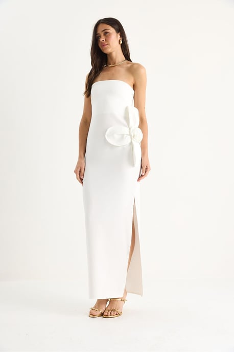 Strapless Bloemen Maxi Jurk met Strikdetail - Image 2