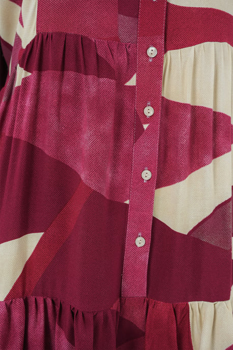 Geprinte V-hals Maxi-jurk met knoopsluiting - Image 4