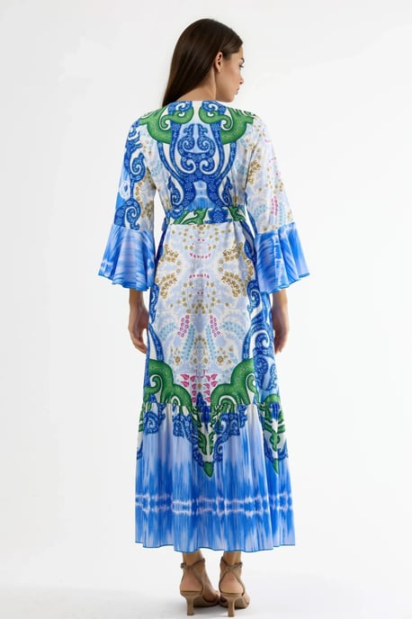Fleurige Paisley V-hals Maxi Jurk - Image 3