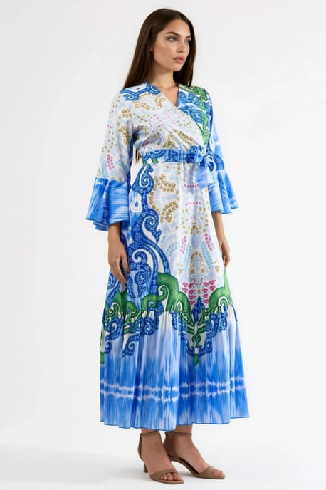 Fleurige Paisley V-hals Maxi Jurk - Image 4