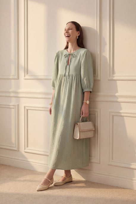 Maxi-jurk met strikdetail en losse pasvorm - Image 3