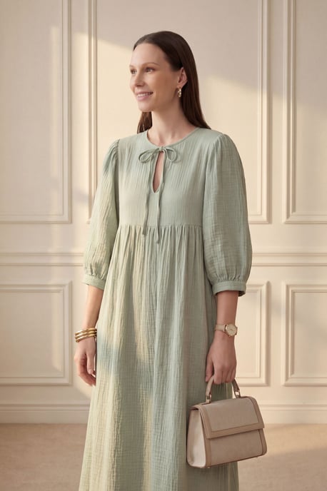 Maxi-jurk met strikdetail en losse pasvorm - Image 5