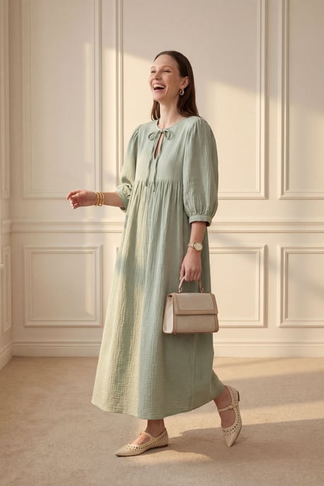 Maxi-jurk met strikdetail en losse pasvorm - Image 6