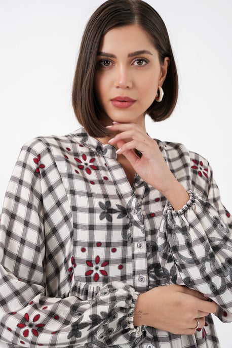 Patterned V-Neck Maxi Dress - Image 2