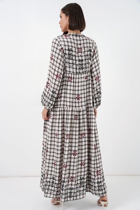Patterned V-Neck Maxi Dress - Image 6