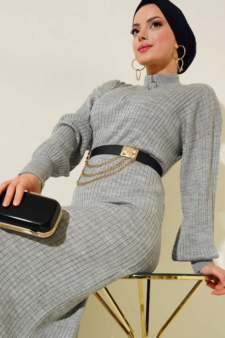 Maxi Turtleneck Ribbed Knit Dress - Image 2