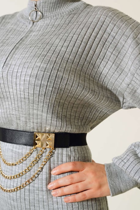 Maxi Turtleneck Ribbed Knit Dress - Image 3