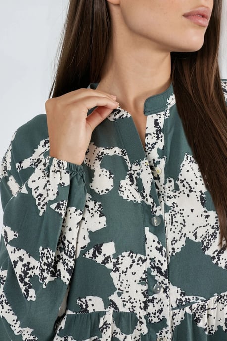 V-hals Patroon Maxi-jurk met Knopen - Image 5