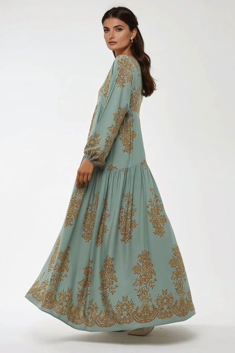 Geprinte Viscose Maxi-jurk met Hemd-kraag - Image 3