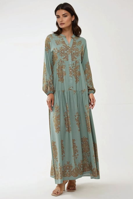 Geprinte Viscose Maxi-jurk met Hemd-kraag - Image 5