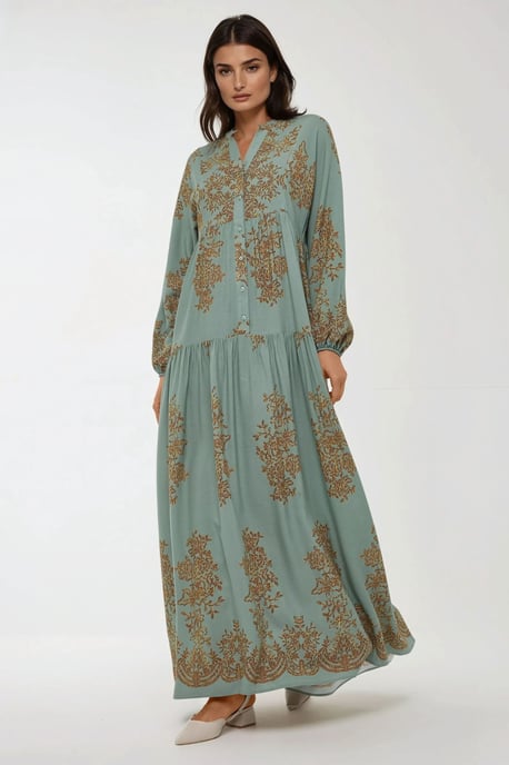 Geprinte Viscose Maxi-jurk met Hemd-kraag - Image 6