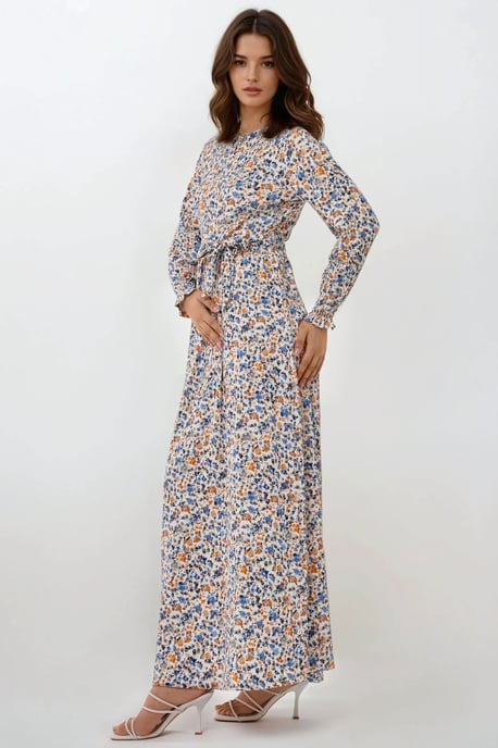 Bloemendruppel Maxi Jurk met Ceintuur - Image 3