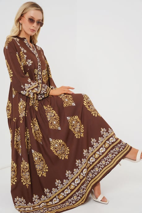 Geprinte V-hals Maxi-jurk - Image 3