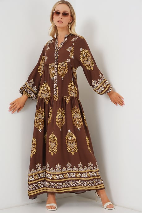 Geprinte V-hals Maxi-jurk - Image 4