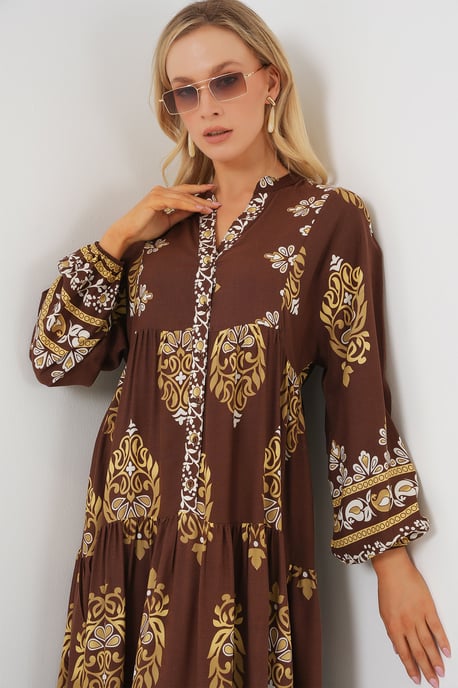 Geprinte V-hals Maxi-jurk - Image 5