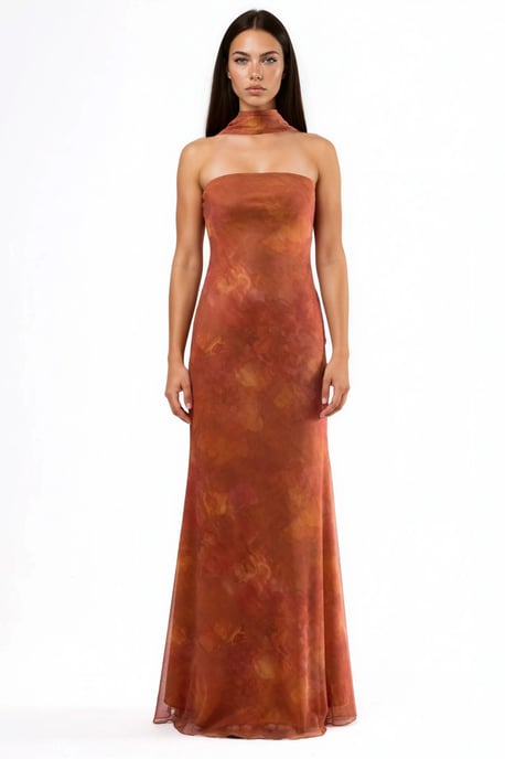 Strapless Bloemen Bodycon Maxi Jurk - Image 1