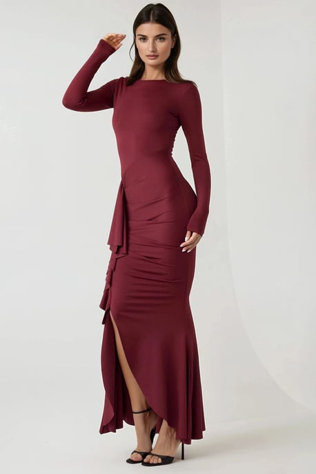 Tunikaklänning i bodycon-modell med ryschrörelser och rundad halsringning - Image 2