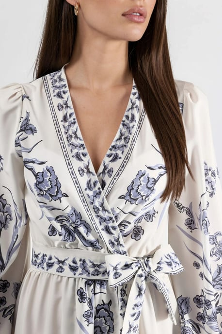 Florale Maxi Jurk met V-hals en Strikdetail - Image 6