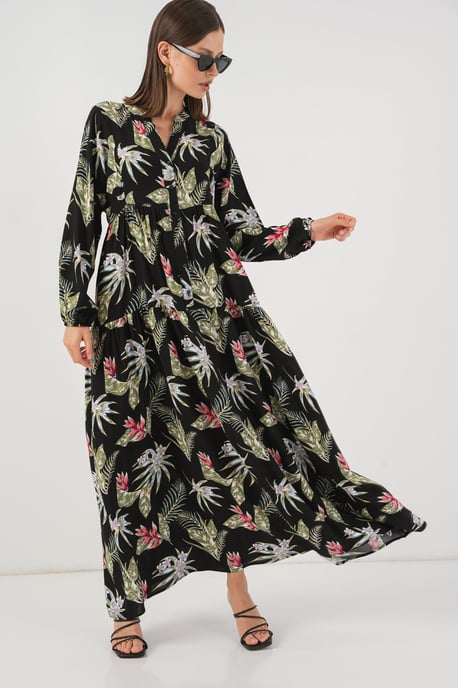 Geprinte V-hals Maxi-jurk - Image 5