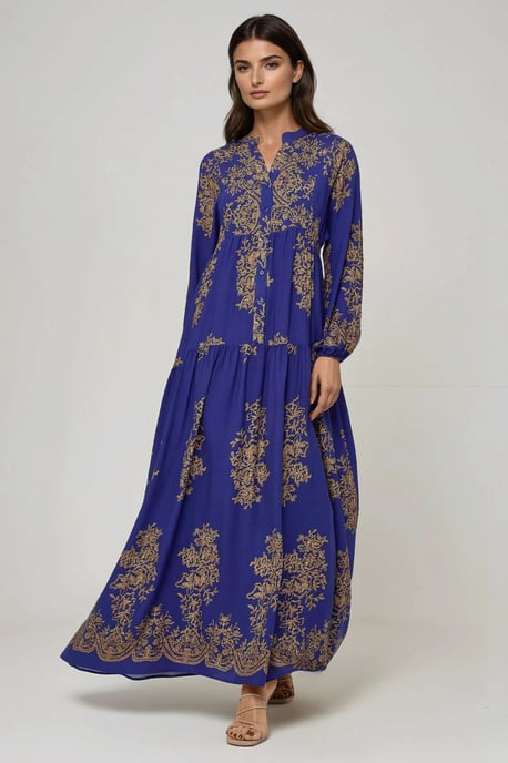 Geprinte Viscose Maxi-jurk met Hemd-kraag - Image 2