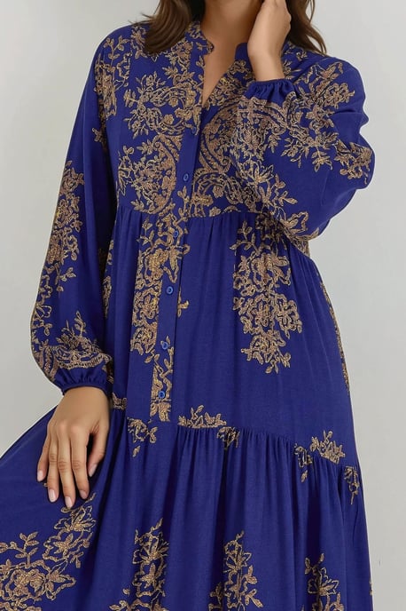 Geprinte Viscose Maxi-jurk met Hemd-kraag - Image 4