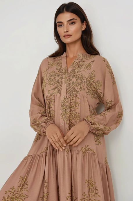 Geprinte Viscose Maxi Jurk met Blousekraag - Image 2