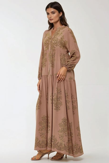 Geprinte Viscose Maxi Jurk met Blousekraag - Image 3