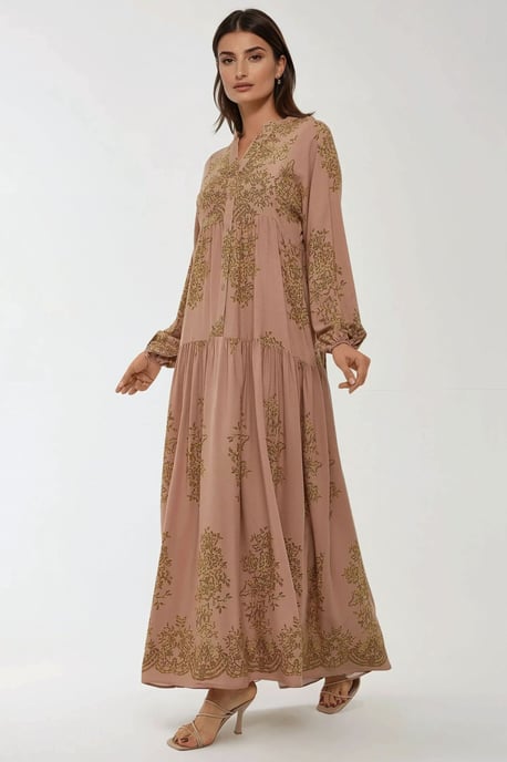Geprinte Viscose Maxi Jurk met Blousekraag - Image 4