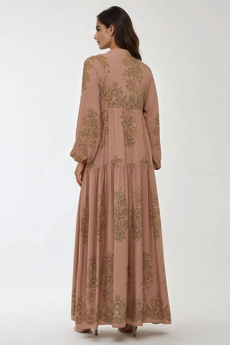 Geprinte Viscose Maxi Jurk met Blousekraag - Image 5