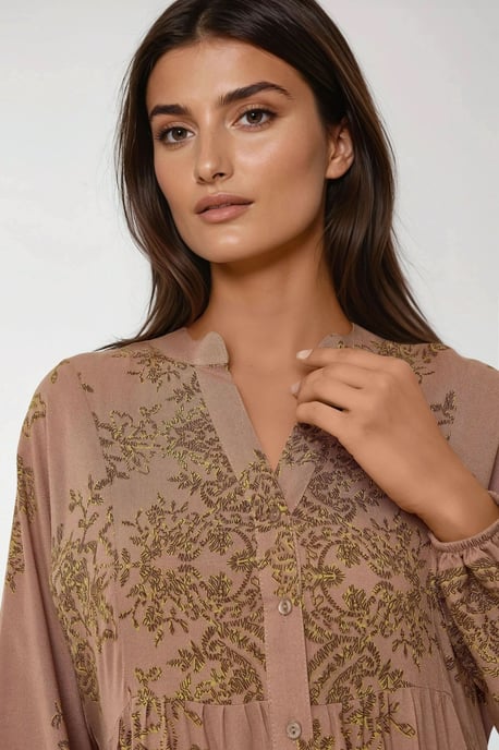 Geprinte Viscose Maxi Jurk met Blousekraag - Image 6