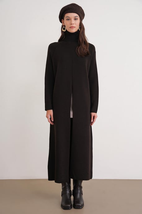 Mockneck Stickad Maxiklänning med Sprund - Image 2