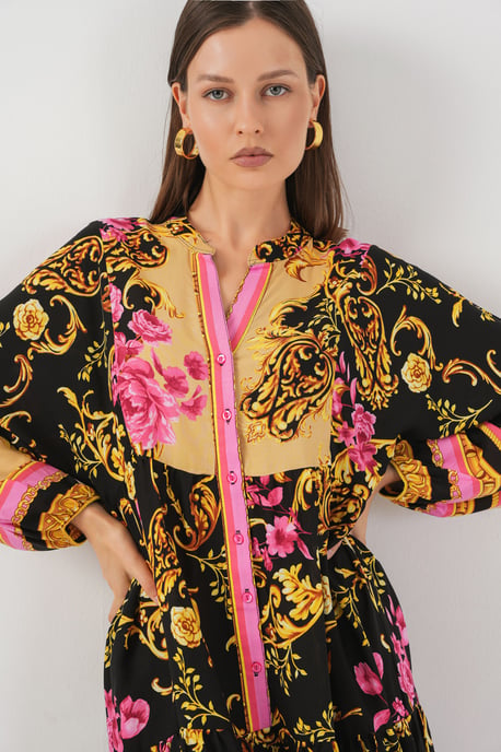 Patroon V-hals Maxi-jurk - Image 2