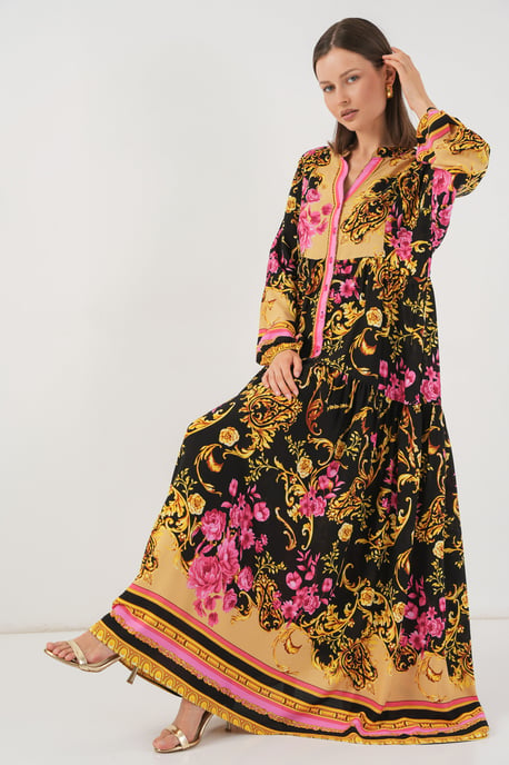 Patroon V-hals Maxi-jurk - Image 3