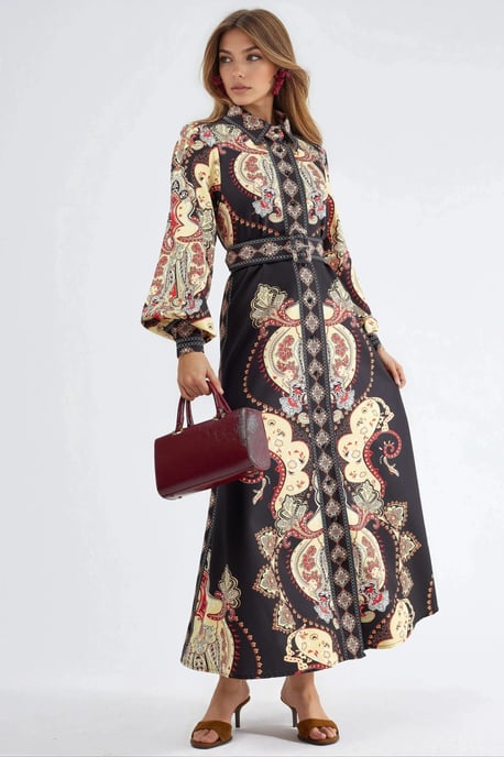 Patroon Maxi-jurk met Riem - Image 1