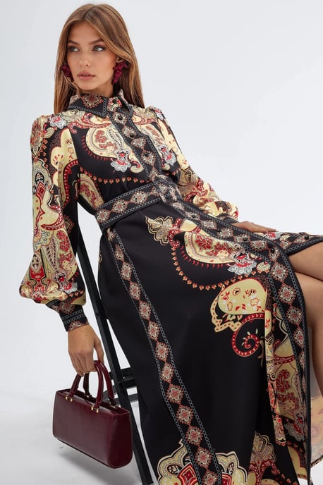 Patroon Maxi-jurk met Riem - Image 2