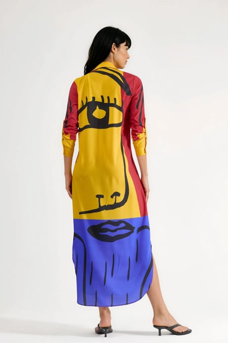 Abstracte Print Maxi Jurk met Knoopsluiting - Image 3