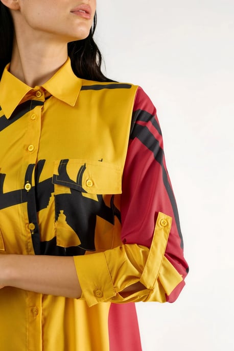 Abstracte Print Maxi Jurk met Knoopsluiting - Image 4